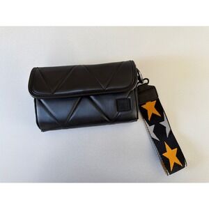 IHKWIP Quilted Vegan Leather Wristlet Wallet Black Organizer Clutch